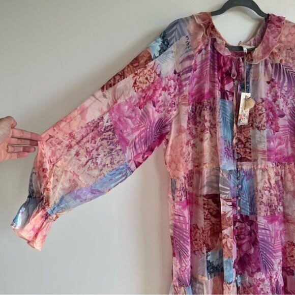 Johnny Was Etta Silk Floral Minidress - L - Picture 5 of 7